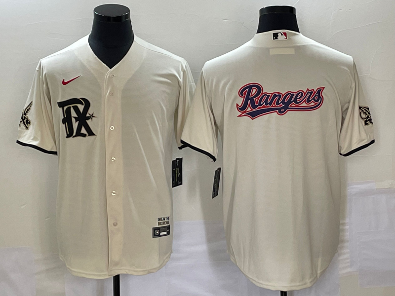 Men Texas Rangers Cream Team Big Logo 2023 City Connect Cool Base