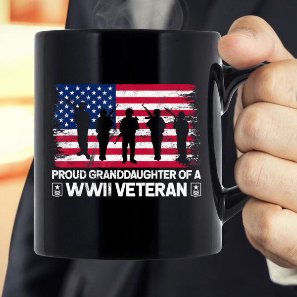 Proud Granddaughter Of A WWII Veteran American Flag Mug