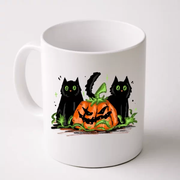 Black Cat Halloween Cute Pumpkin Coffee Mug