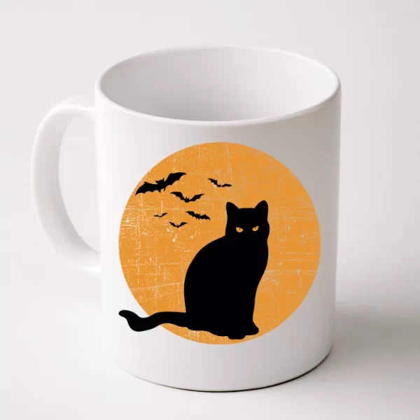 Black Cat Halloween Moon Coffee Mug