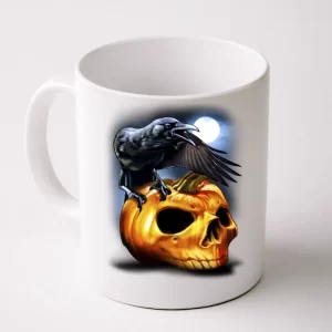 Crow Pumpkin Skull Halloween Coffee Mug