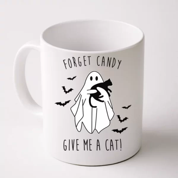 Funny Ghost Forget Candy Give Me A Cat Halloween Coffee Mug