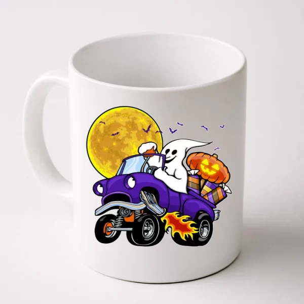 Funny Halloween Ghost Muscle Car Coffee Mug