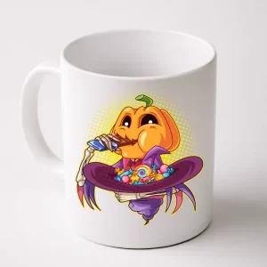 Funny Halloween Pumpkin Head Eating Candy Coffee Mug