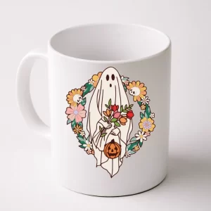 Halloween Creepy Cute Boho Flower Ghost Coffee Mug