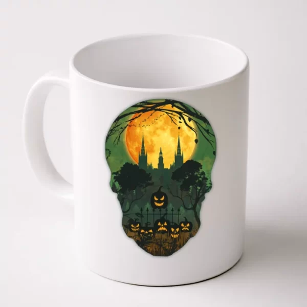 Halloween Spooky Full Moon Castle Skull Coffee Mug