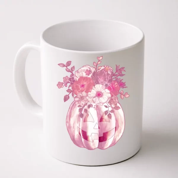 Pastel Floral Halloween Pumpkin Jackolantern Coffee Mug