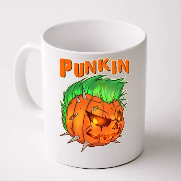 Punkin With Mohawk Funny Scary Halloween Coffee Mug