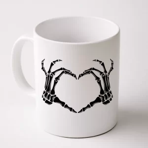 Skeleton Hand Heart Sign Funny Halloween Coffee Mug