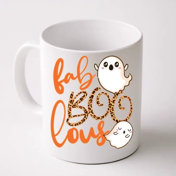 Stylish Leopard Halloween Fab-Boo-Lous Ghost Coffee Mug