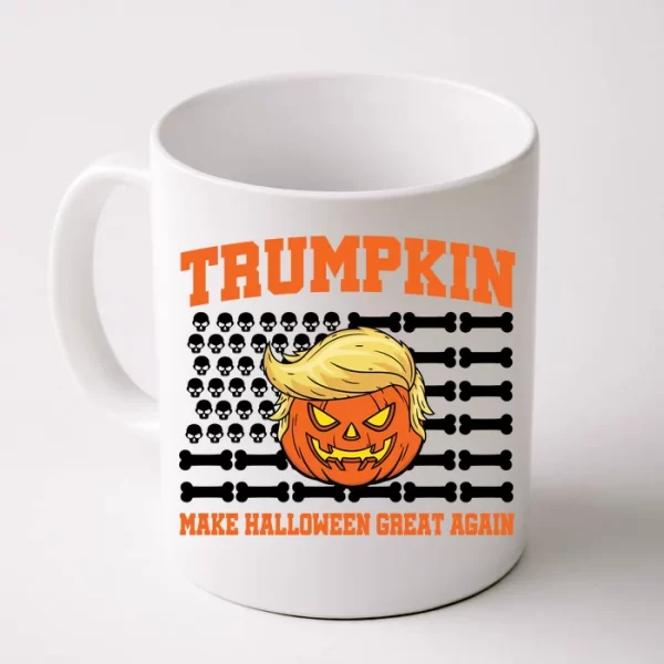 Trumpkin Make Halloween Great Again Skull Bone Flag Coffee Mug