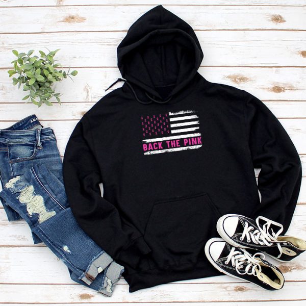 Back The Pink Breast Cancer Awareness Flag Toddler Women Men Hoodie