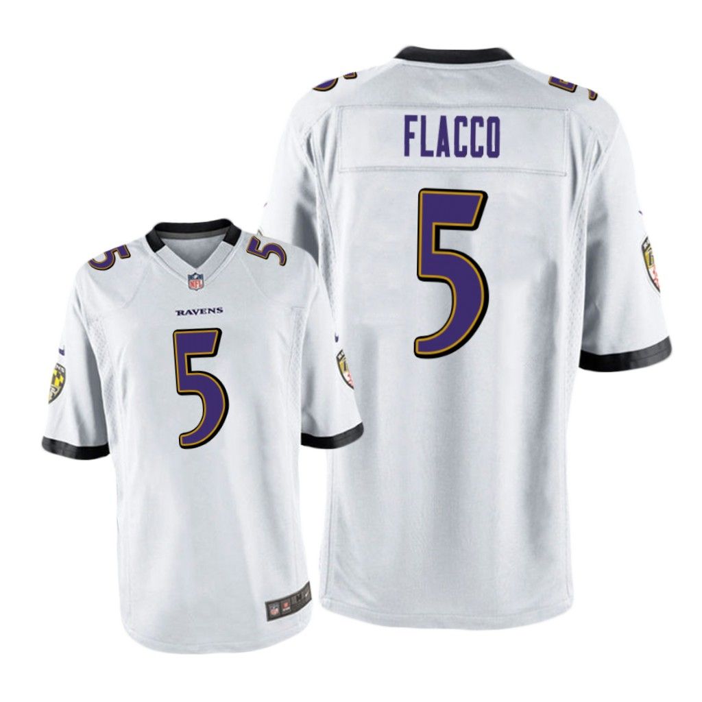 Baltimore Ravens #5 White Men Joe Flacco Game Jersey