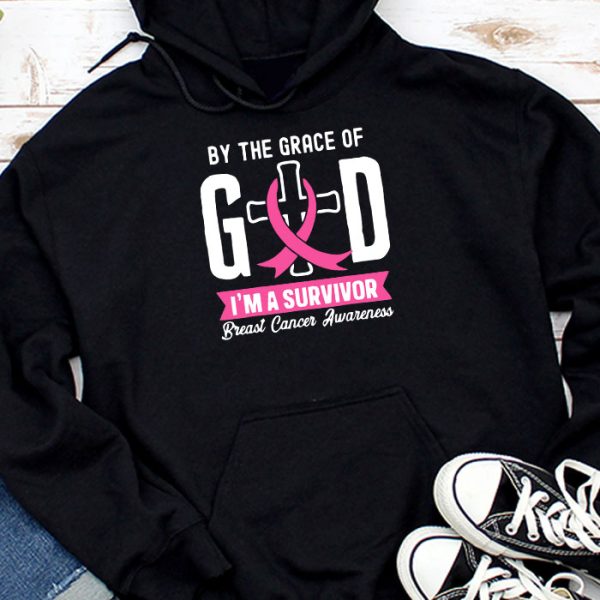 By The Grace God Im A Survivor Breast Cancer Survivor Hoodie TH902