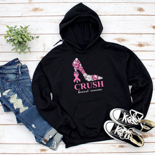 Crush Breast Cancer Bling Pink Ribbon awareness October Hoodie