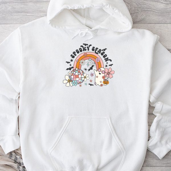 Groovy Spooky Season Cute Ghost Holding Pumpkin Halloween Hoodie TH654