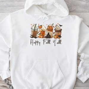 Happy Fall Y'all Hoodie Latte Coffee Leopard Pumpkin Autumn Hoodie TH892