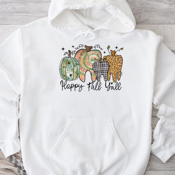 Happy Fall Y'all Pumpkin Tooth Leopard Halloween Dentist Fall Hoodie TH886