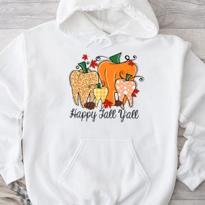 Happy Fall Y'all Pumpkin Tooth Leopard Halloween Dentist Fall Hoodie TH888