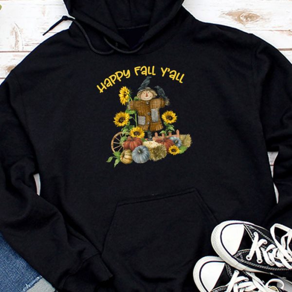 Happy Fall Yall Scarecrow Pumpkin Thanksgiving Halloween Hoodie TH865