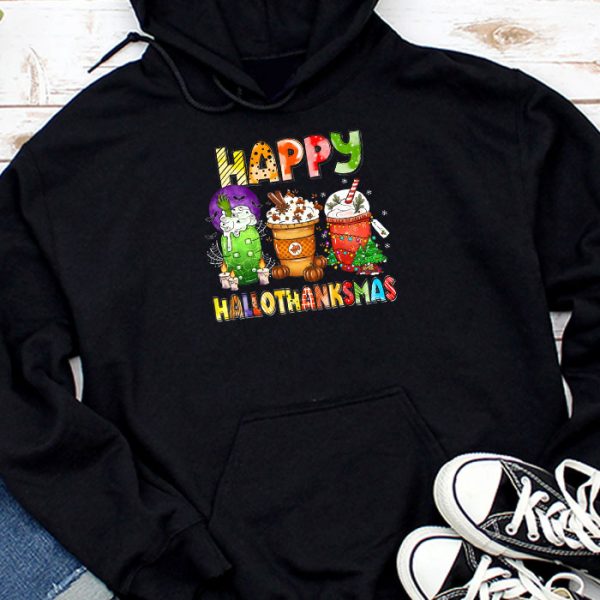 Happy Hallothanksmas Coffee Latte Halloween Thanksgiving Hoodie TH657
