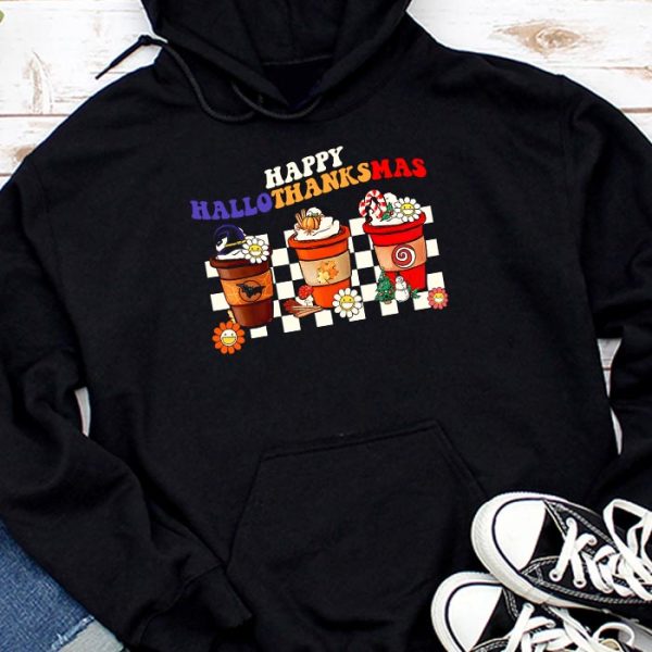 Happy Hallothanksmas Coffee Latte Halloween Thanksgiving Hoodie TH658