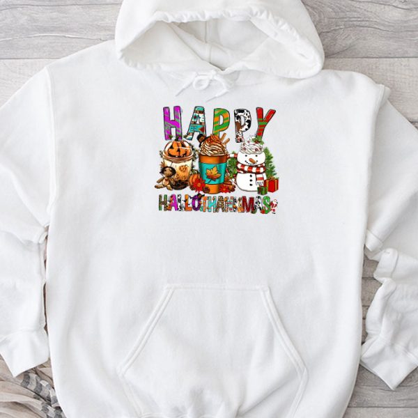 Happy Hallothanksmas Coffee Latte Halloween Thanksgiving Hoodie TH660