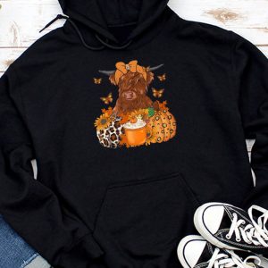 Highland Cow Fall And Leaves Pumpkins Autumn Thanksgiving Hoodie TH734