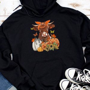 Highland Cow Fall And Leaves Pumpkins Autumn Thanksgiving Hoodie TH736