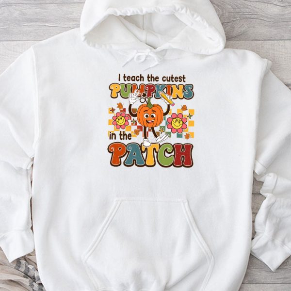 I Teach The Cutest Pumpkins In The Patch Retro Teacher Fall T-Shirt TH792
