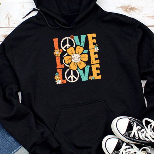 Love Peace Sign 60's 70's Costume Party Outfit Groovy Hippie Hoodie TH724