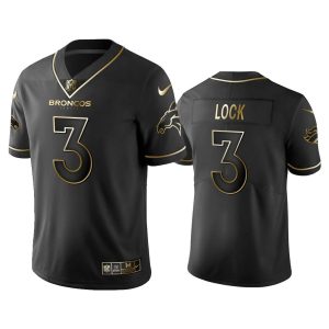 Men 2019 Golden Edition Vapor Limited Denver Broncos Drew Lock Black Jersey