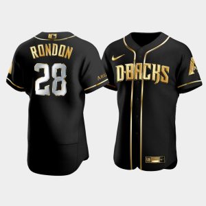 Men Arizona Diamondbacks Hector Rondon #28 Black Gold Edition Jersey