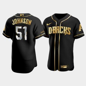 Men Arizona Diamondbacks Randy Johnson #51 Black Gold Edition Jersey