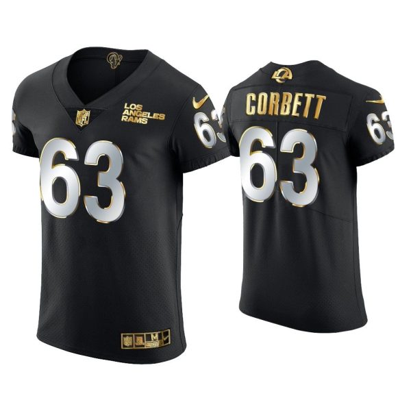 Men Austin Corbett Los Angeles Rams Black Golden Edition Vapor Elite Jersey