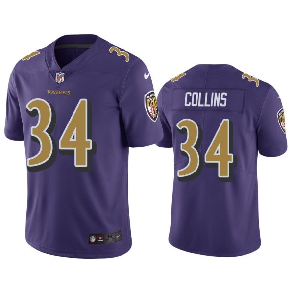 Men Baltimore Ravens Alex Collins #34 Purple Color Rush Limited Jersey