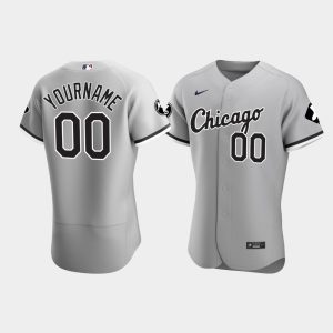 Men Chicago White Sox Custom Gray MR Patch Player Jersey
