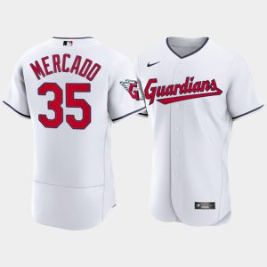 Men Cleveland Guardians Home Oscar Mercado 2022 White Jersey