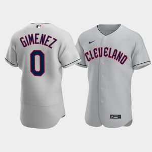 Men Cleveland Guardians Road Andres Gimenez 2022 Gray Jersey