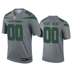 Men Custom New York Jets Gray Inverted Legend Jersey