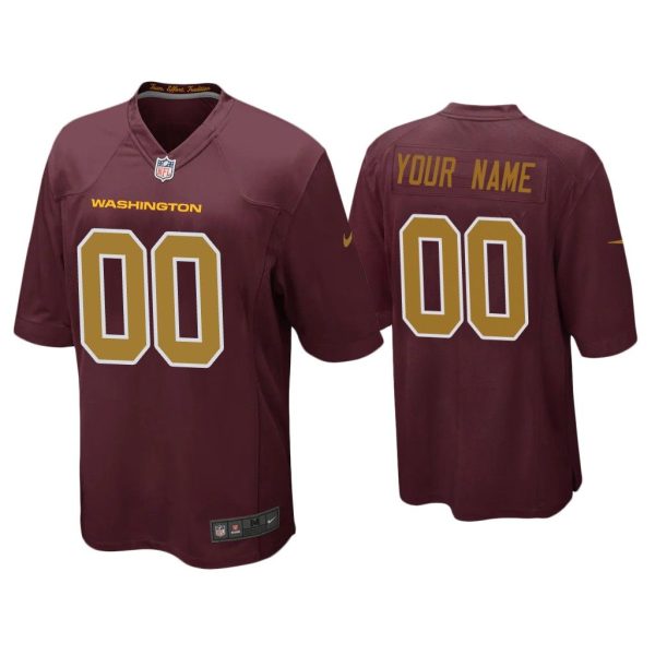 Men Custom Washington Football Team Burgundy Alternate Game Jersey