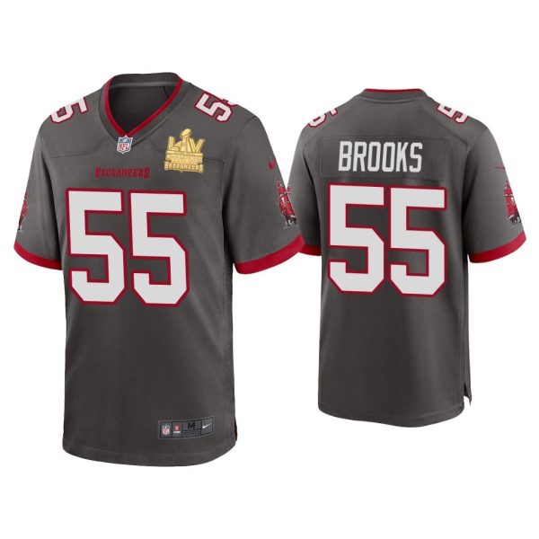 Men Derrick Brooks Tampa Bay Buccaneers Super Bowl LV Champions Pewter Game Jersey