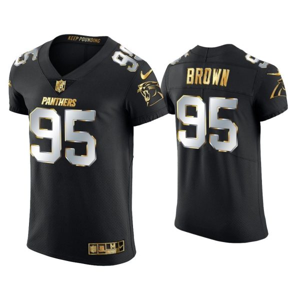 Men Derrick Brown Carolina Panthers Black Golden Edition Elite Jersey