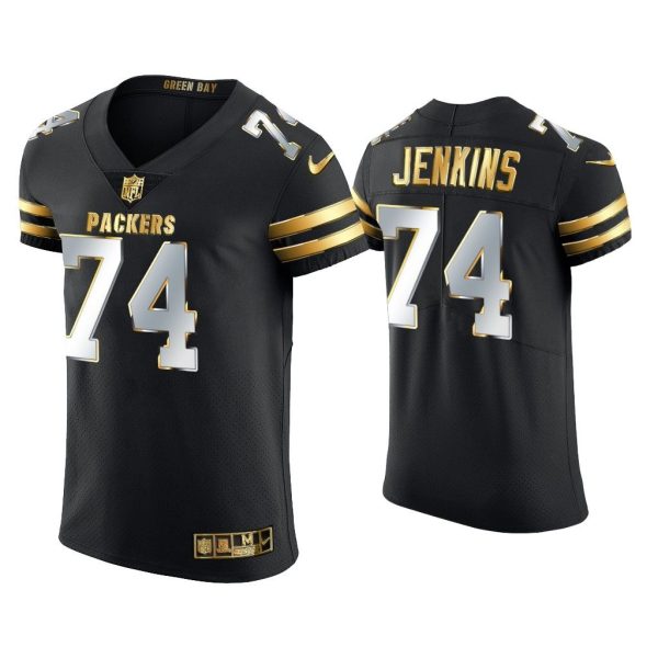 Men Elgton Jenkins Green Bay Packers Black Golden Edition Elite Jersey