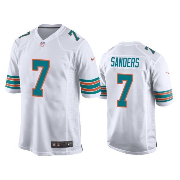 Men Jason Sanders Miami Dolphins White Throwback Jersey