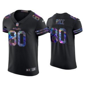 Men Jerry Rice San Francisco 49ers Black Golden Edition Holographic Jersey