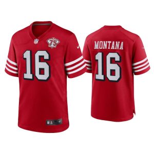 Men Joe Montana San Francisco 49ers Scarlet 75th Anniversary Game Jersey
