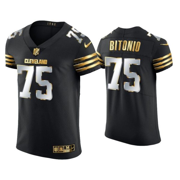 Men Joel Bitonio Cleveland Browns Black Golden Edition Vapor Elite Jersey