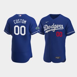 Men Los Angeles Dodgers Custom Royal Patch 2020 Alternate Jersey