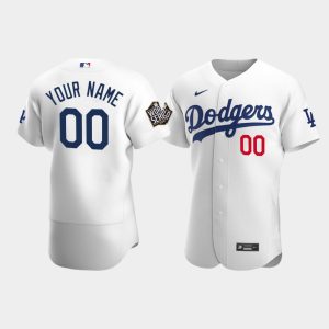 Men Los Angeles Dodgers Custom White 2020 World Series Home Jersey